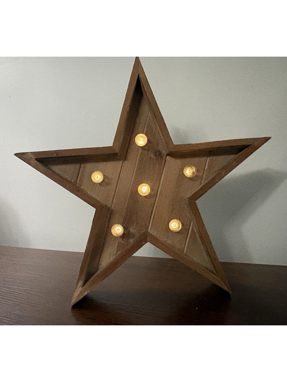 Lit Wooden Marquee Holiday Star Wall Sign Decor 12 in. 4th Of July Christmas